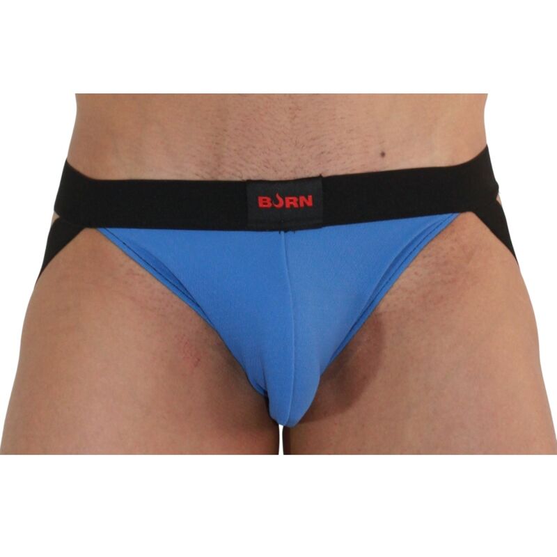 BURN Jockstrap Masculino Sensual Azul y Negro