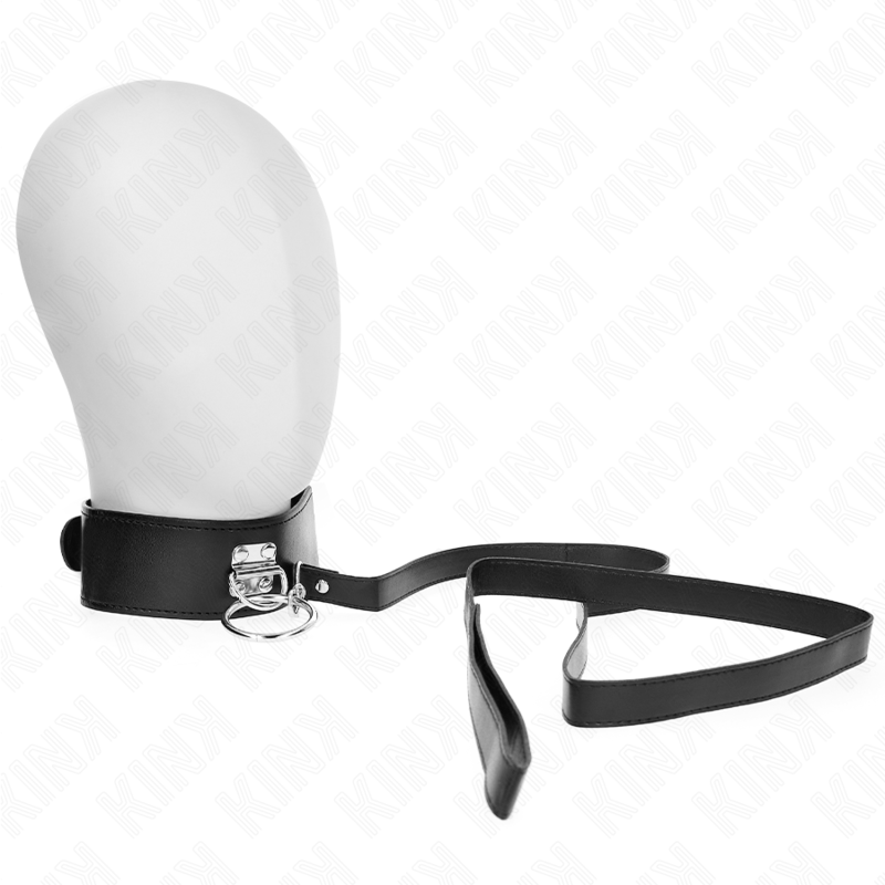 Colar estuddado KINK de 116 cm com alça de couro 50x5 cm, ideal para jogos BDSM de domínio e submissão.