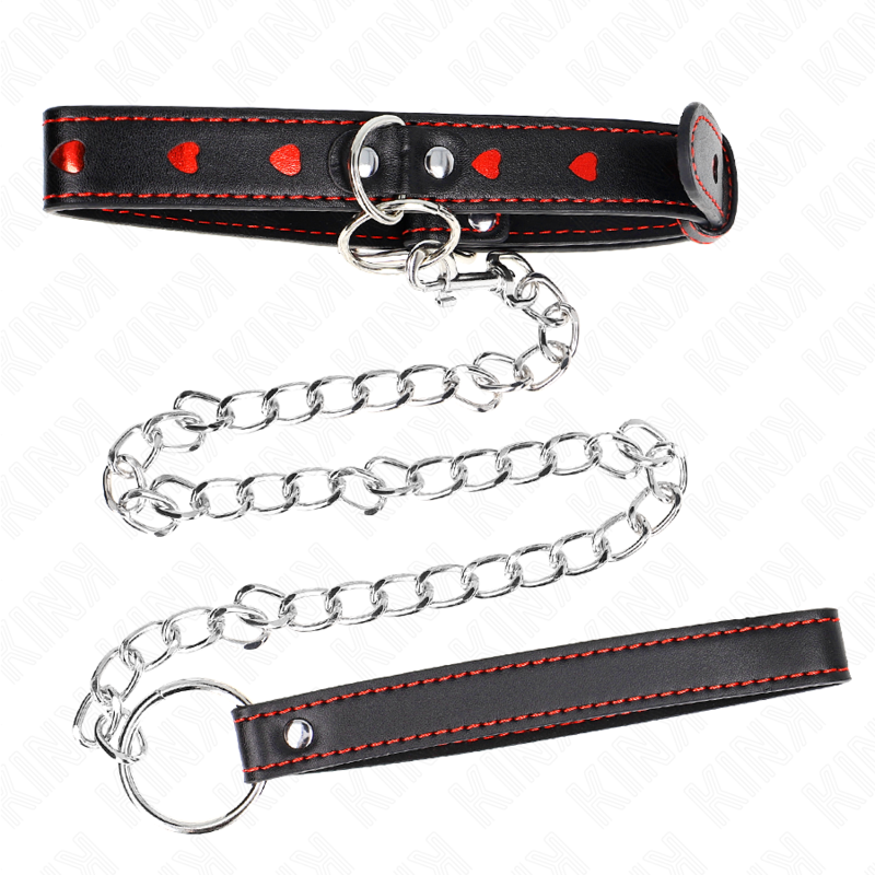 Colar BDSM KINK com Trela e Detalhes Coração, mostrando o design elegante e os materiais de alta qualidade.