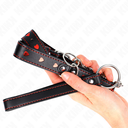 Colar BDSM KINK com Trela e Detalhes Coração, mostrando o design elegante e os materiais de alta qualidade.