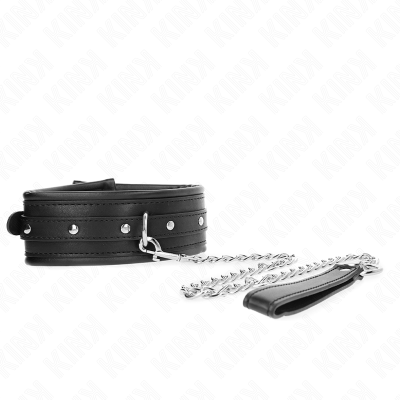 KINK Coleira e Trela BDSM com Fivela Brilhante para jogos de controlo e submissão.