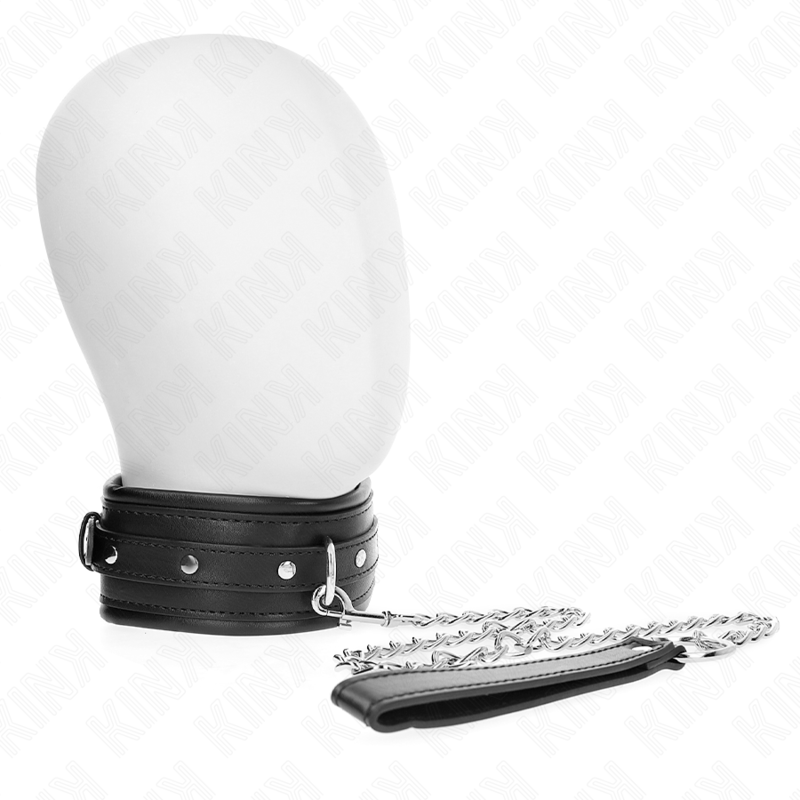 KINK Coleira e Trela BDSM com Fivela Brilhante para jogos de controlo e submissão.