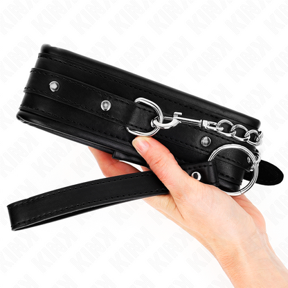 KINK Coleira e Trela BDSM com Fivela Brilhante para jogos de controlo e submissão.