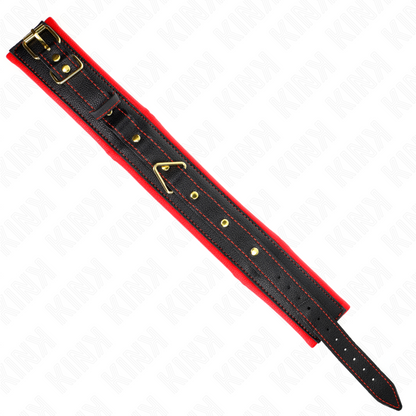 Colar KINK de imitação de couro com esponja, ajustável, mostrando detalhes e textura.
