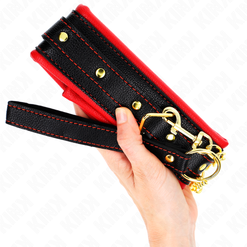 Colar KINK de imitação de couro com esponja, ajustável, mostrando detalhes e textura.