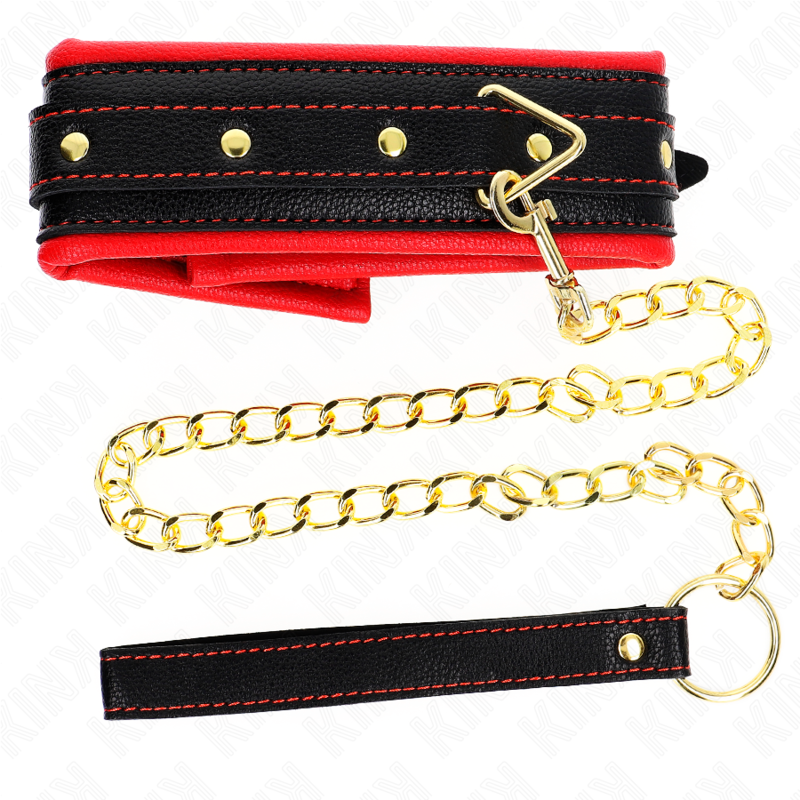 Colar KINK de imitação de couro com esponja, ajustável, mostrando detalhes e textura.