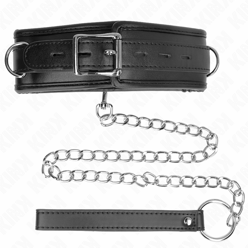KINK Colar BDSM de imitação de couro ajustável com esponja, modelo 3.
