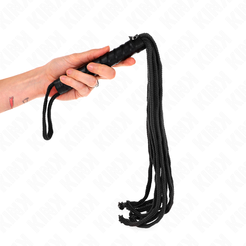 KINK Chicote de Corda Preto 56 CM para jogos BDSM