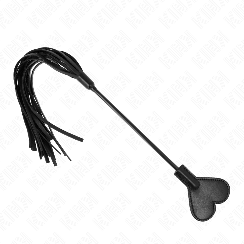 KINK Chicote com Pandel Coração 35 CM para jogos BDSM, detalhe do punho com coração.