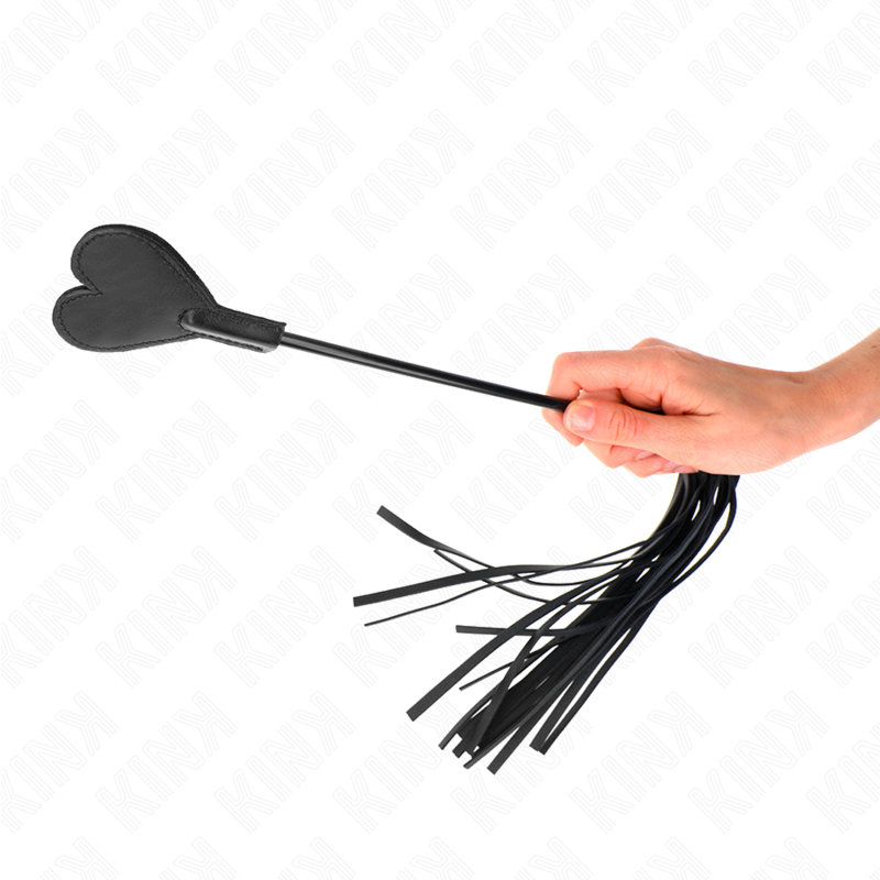 KINK Chicote com Pandel Coração 35 CM para jogos BDSM, detalhe do punho com coração.