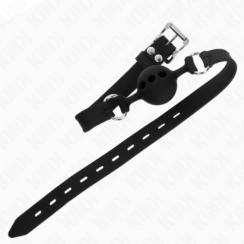 KINK Mordaça Completa de Silicone com Bola de 4cm e Tira Ajustável, detalhe do material e design para BDSM.