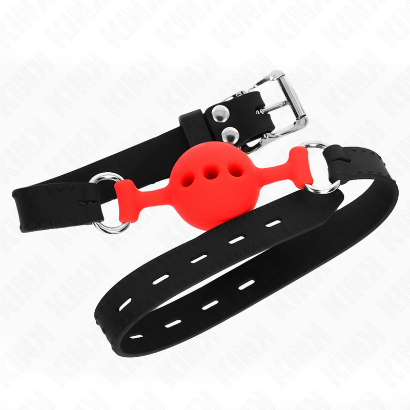 Mordaça Completa de Silicone KINK Vermelha com bola de 4cm ajustável