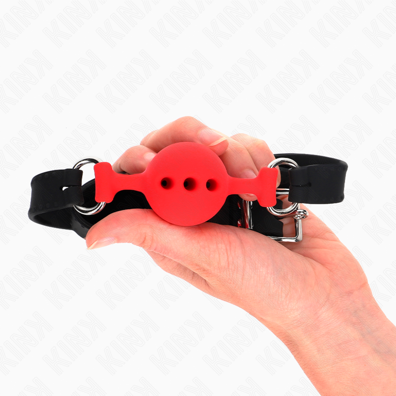 Mordaça Completa de Silicone KINK Vermelha com bola de 4cm ajustável