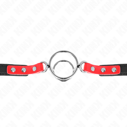 Mordaça KINK com múltiplos O-Rings vermelha, detalhe da sua construção em silicone e metal.