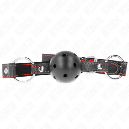 KINK Mordaça de Bola Oca Dura Preta 65 x 2,5 CM para jogos BDSM