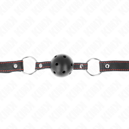KINK Mordaça de Bola Oca Dura Preta 65 x 2,5 CM para jogos BDSM