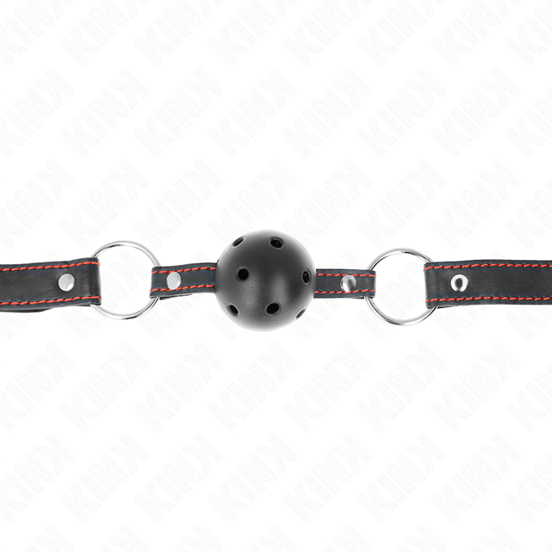 KINK Mordaça de Bola Oca Dura Preta 65 x 2,5 CM para jogos BDSM