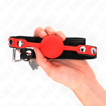 KINK Bola Silicone Mordaça com Fechadura 4cm para BDSM, em silicone macio e com correia de couro