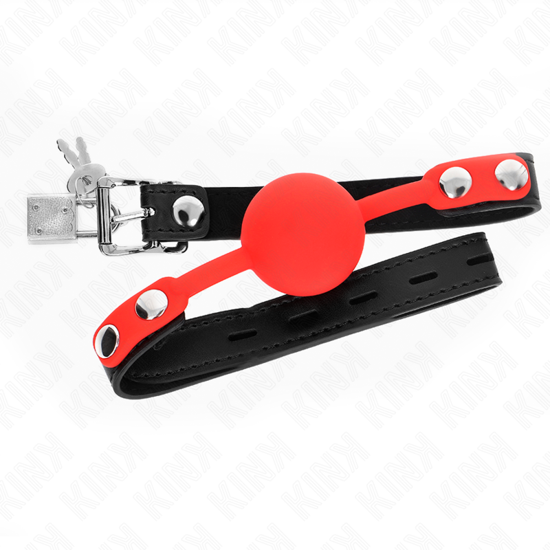 KINK Bola Silicone Mordaça com Fechadura 4cm para BDSM, em silicone macio e com correia de couro