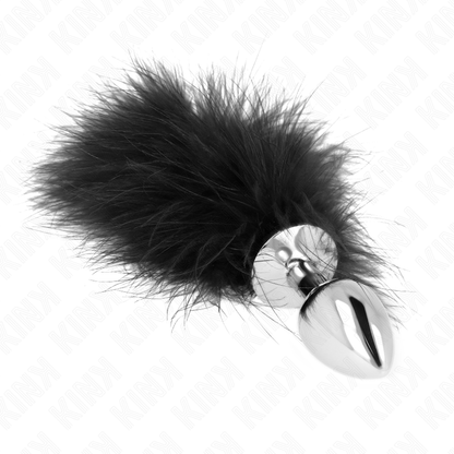 KINK - PLUG ANAL DE ACERO INOXIDABLE 11 x 7 CM CON PLUMA DE 11 CM