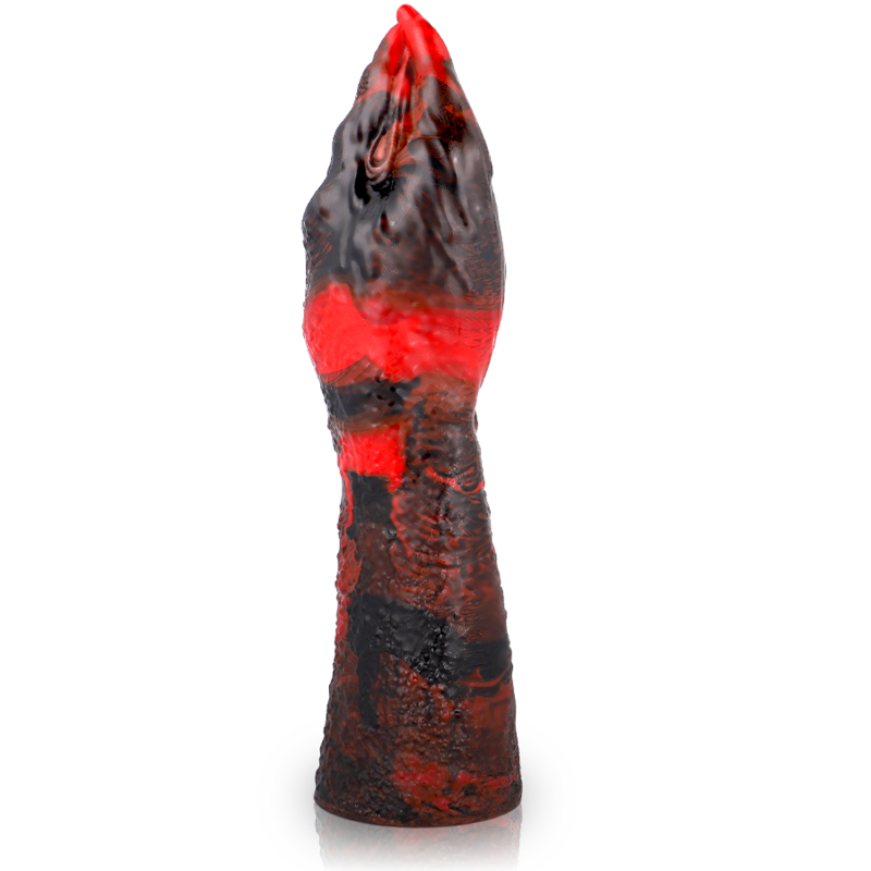 Close-up do Dildo EPIC Lilith Demónio, mostrando sua textura de silicone realista e detalhes do design.