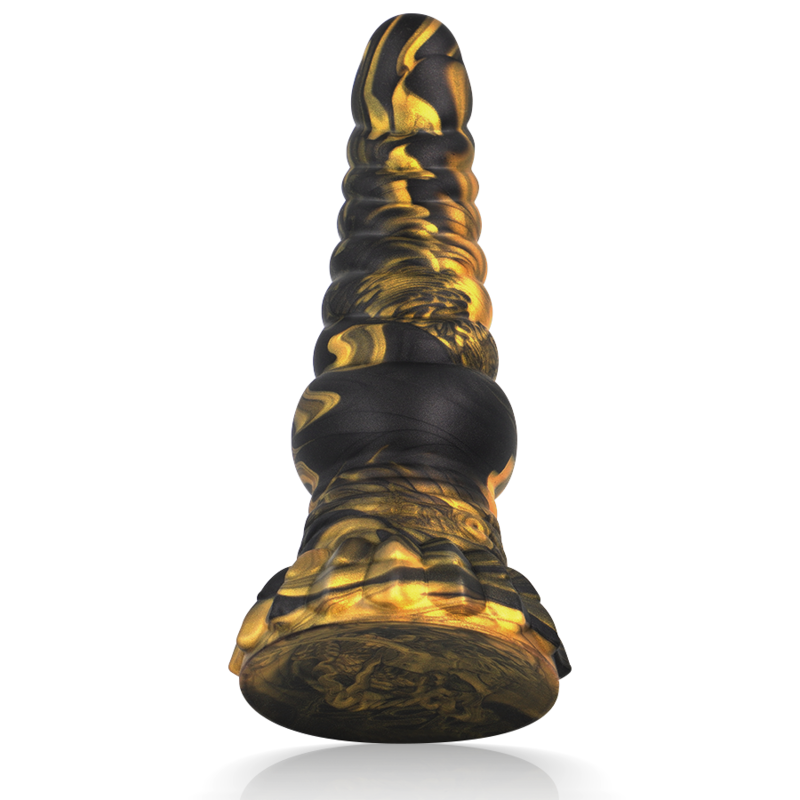 Close-up of the EPIC Dildo Fúrias de Silicone Líquido, showing its unique texture and shape.