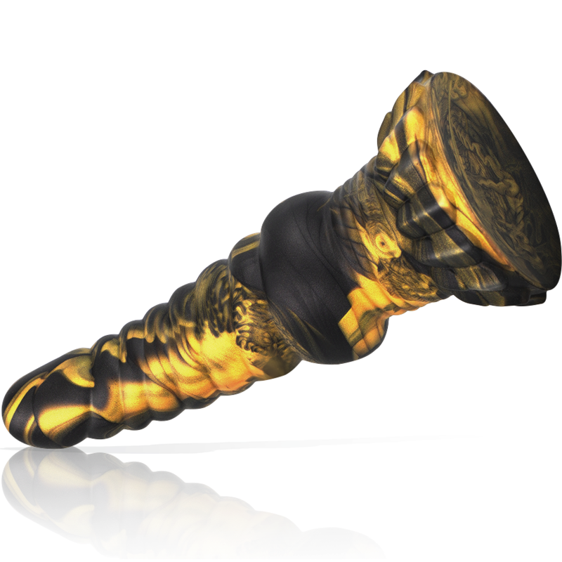 Close-up of the EPIC Dildo Fúrias de Silicone Líquido, showing its unique texture and shape.