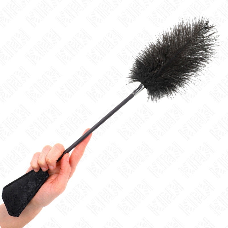 Kink - Juguete de cosquillas de plumas de avestruz con paleta de encaje 56 cm