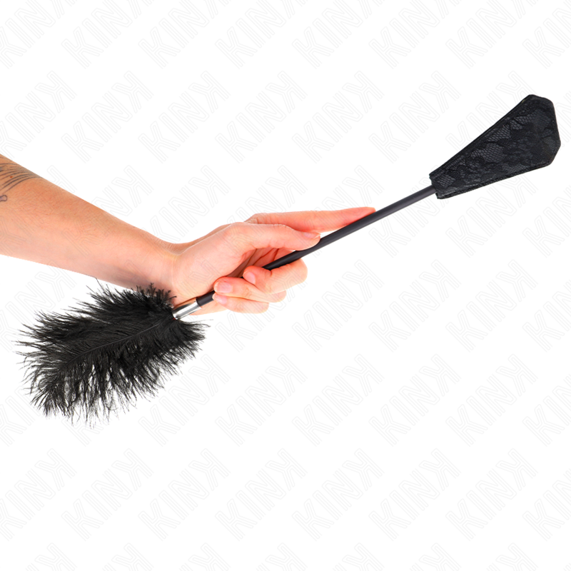 Kink - Juguete de cosquillas de plumas de avestruz con paleta de encaje 56 cm