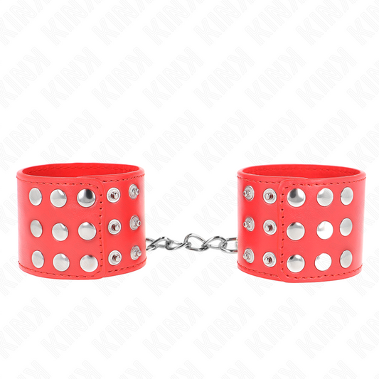 KINK Pulseira de Pulso Ajustável Vermelha com Fecho Snap, vista em detalhe, mostrando o material e a fivela.