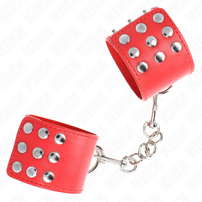 KINK Pulseira de Pulso Ajustável Vermelha com Fecho Snap, vista em detalhe, mostrando o material e a fivela.
