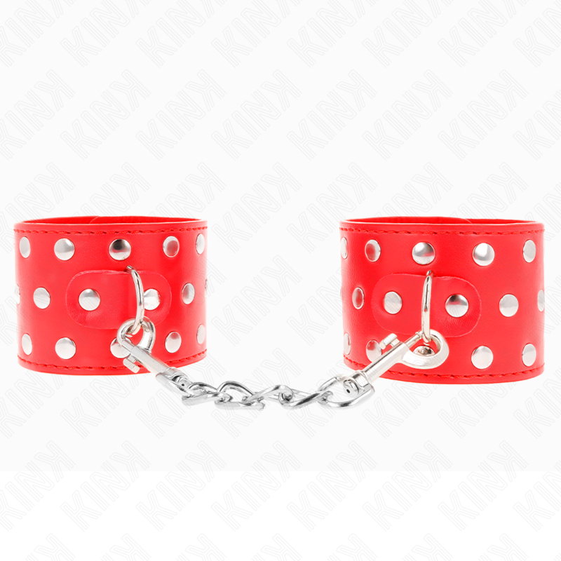Restricciones de Muñeca con Remaches Rojo Ajustable 19-24cm