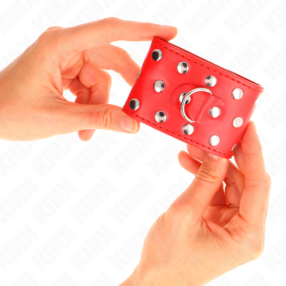 Restricciones de Muñeca con Remaches Rojo Ajustable 19-24cm