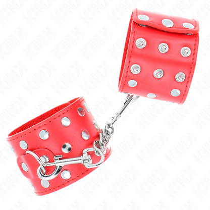 Restricciones de Muñeca con Remaches Rojo Ajustable 19-24cm