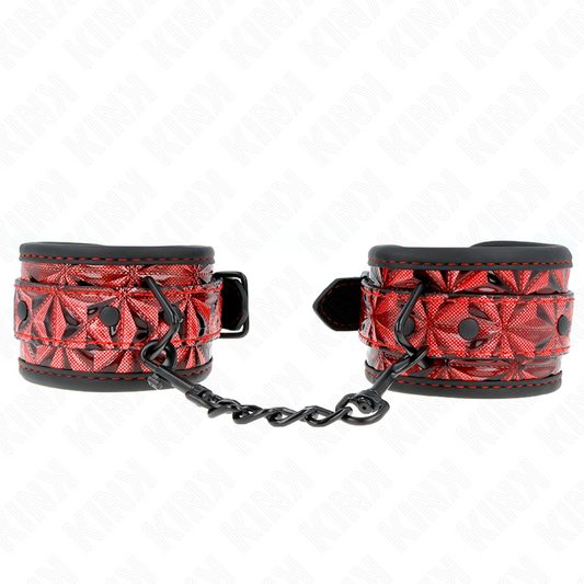Close-up da Pulseira KINK Padrão Diamante Vermelho Escuro Ajustável, mostrando o seu design e fecho.