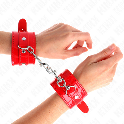KINK Algemas de Mão Brilhantes Vermelhas Ajustáveis (23-33 cm) para BDSM