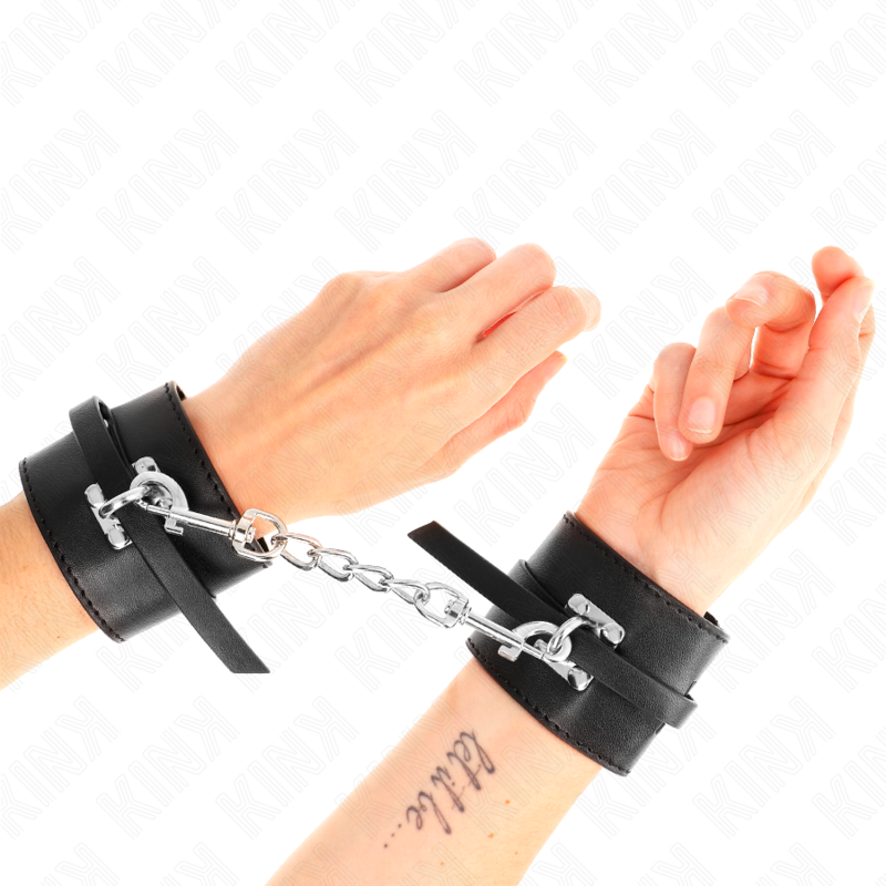 KINK Algemas de Pulso Deluxe Ajustáveis com Bloqueio Preto para BDSM