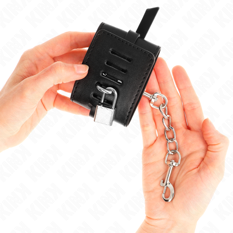 KINK Algemas de Pulso Deluxe Ajustáveis com Bloqueio Preto para BDSM
