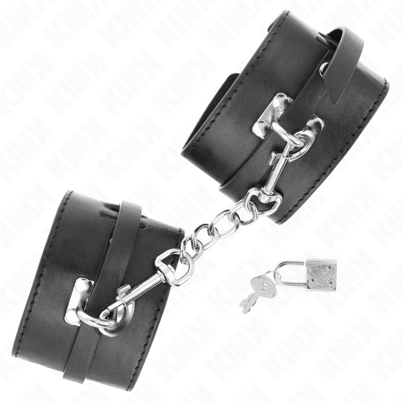 KINK Algemas de Pulso Deluxe Ajustáveis com Bloqueio Preto para BDSM