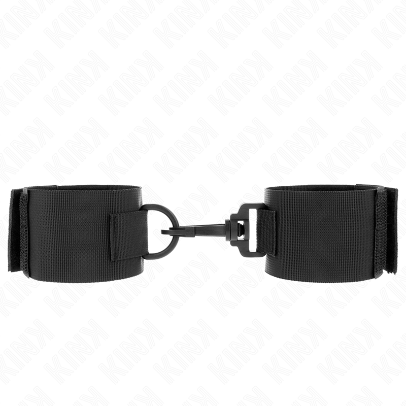 Detalhe dos Punhos de Nylon Preto Ajustáveis KINK, mostrando a textura e os anéis D para conexão.