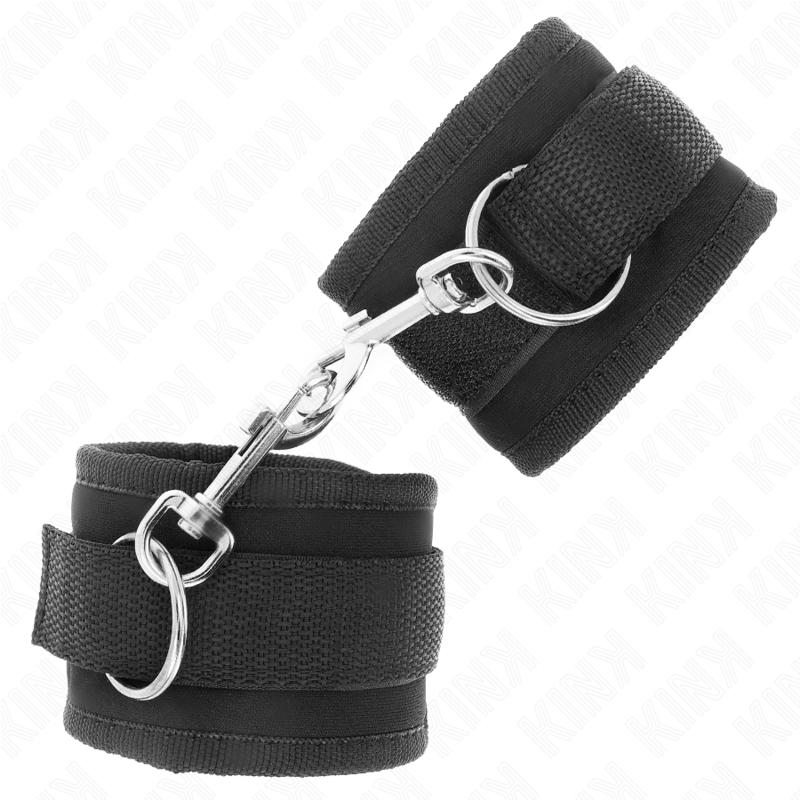 KINK Algemas de Pulso Nylon com Velcro Ajustável pretas, detalhe do fecho.