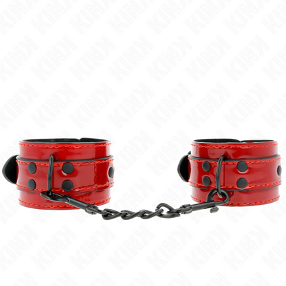 KINK Punhos Algemas de Pulso Vermelho Escuro 23x5cm para controlo BDSM.