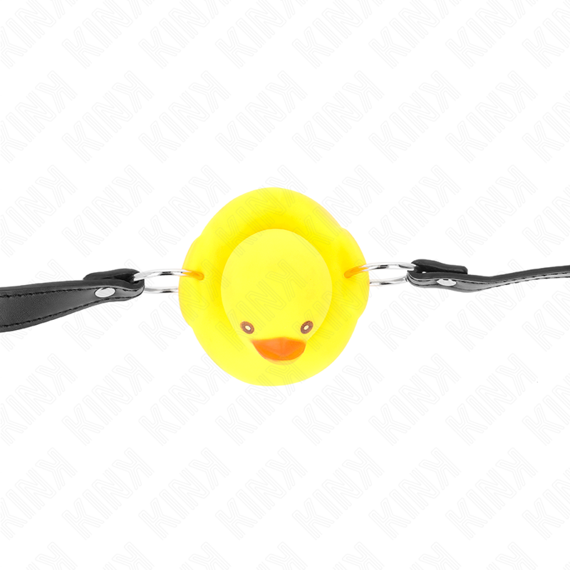 Mordaça KINK em formato de pato, detalhe do design divertido e da correia ajustável.