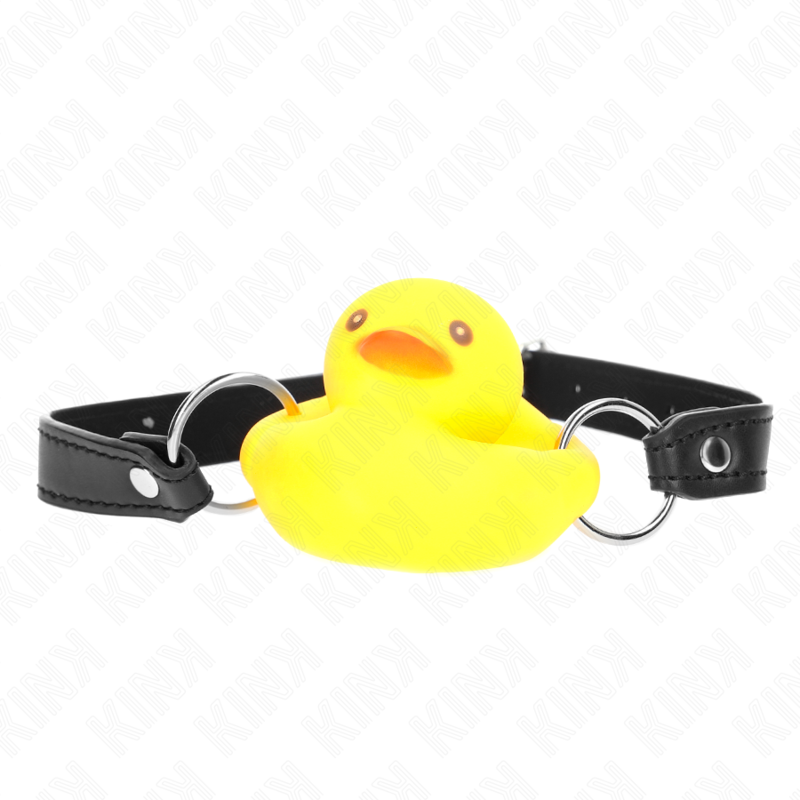 Mordaça KINK em formato de pato, detalhe do design divertido e da correia ajustável.