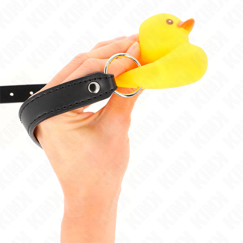 Mordaça KINK em formato de pato, detalhe do design divertido e da correia ajustável.