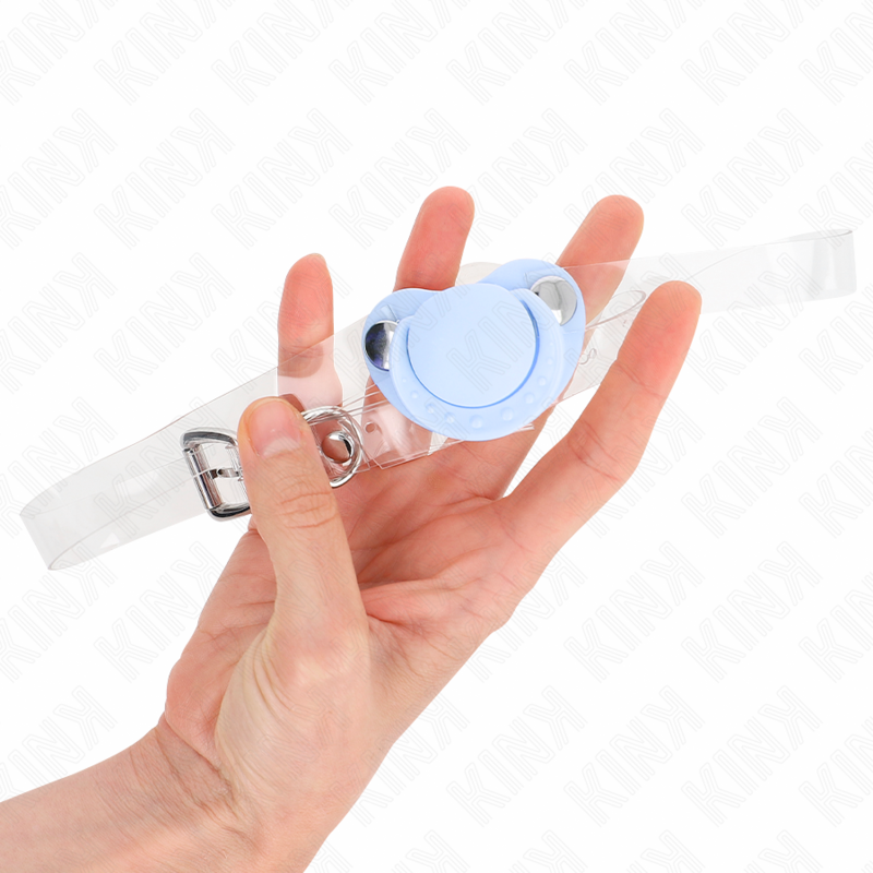 KINK Mordaça Chupeta Ajustável Azul Claro para BDSM