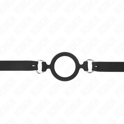 KINK Mordaça O-Ring Silicone 5cm com Tira 56cm para práticas BDSM.
