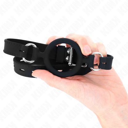 KINK Mordaça O-Ring Silicone 5cm com Tira 56cm para práticas BDSM.