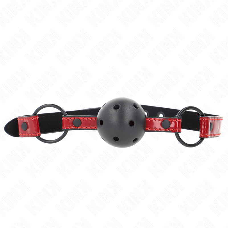 KINK Mordaça Bola Couro Brilhante 4,5 cm Ajustável para jogos BDSM