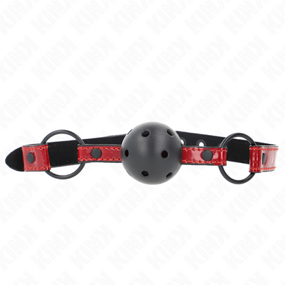 KINK Mordaça Bola Couro Brilhante 4,5 cm Ajustável para jogos BDSM